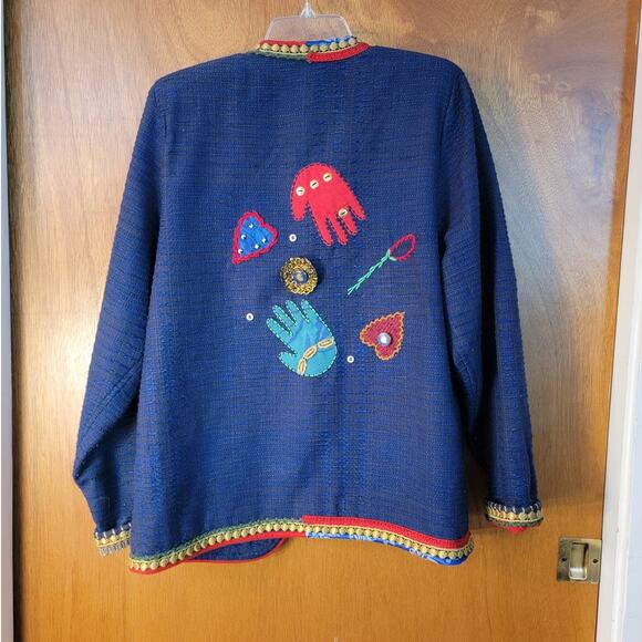 VINTAGE - Crystal Handwoven Embellished Streetwear Art Cardigan - Sz: S - Picture 5 of 6
